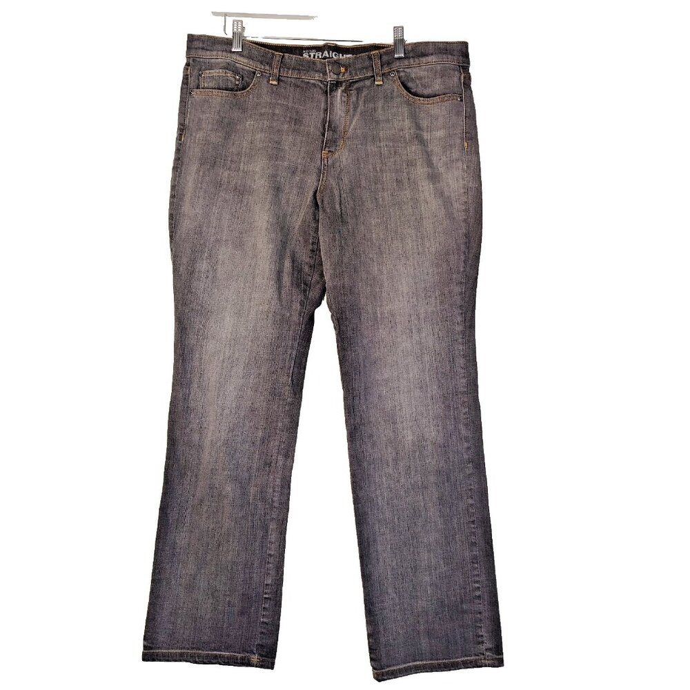 New York & Company Stretch Gray Mid Rise Straight Leg Size 16 Average Jeans
